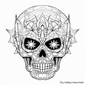 Intricate Geometric Sugar Skull Coloring Pages 2