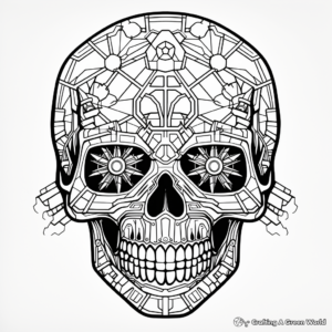 Intricate Geometric Sugar Skull Coloring Pages 4