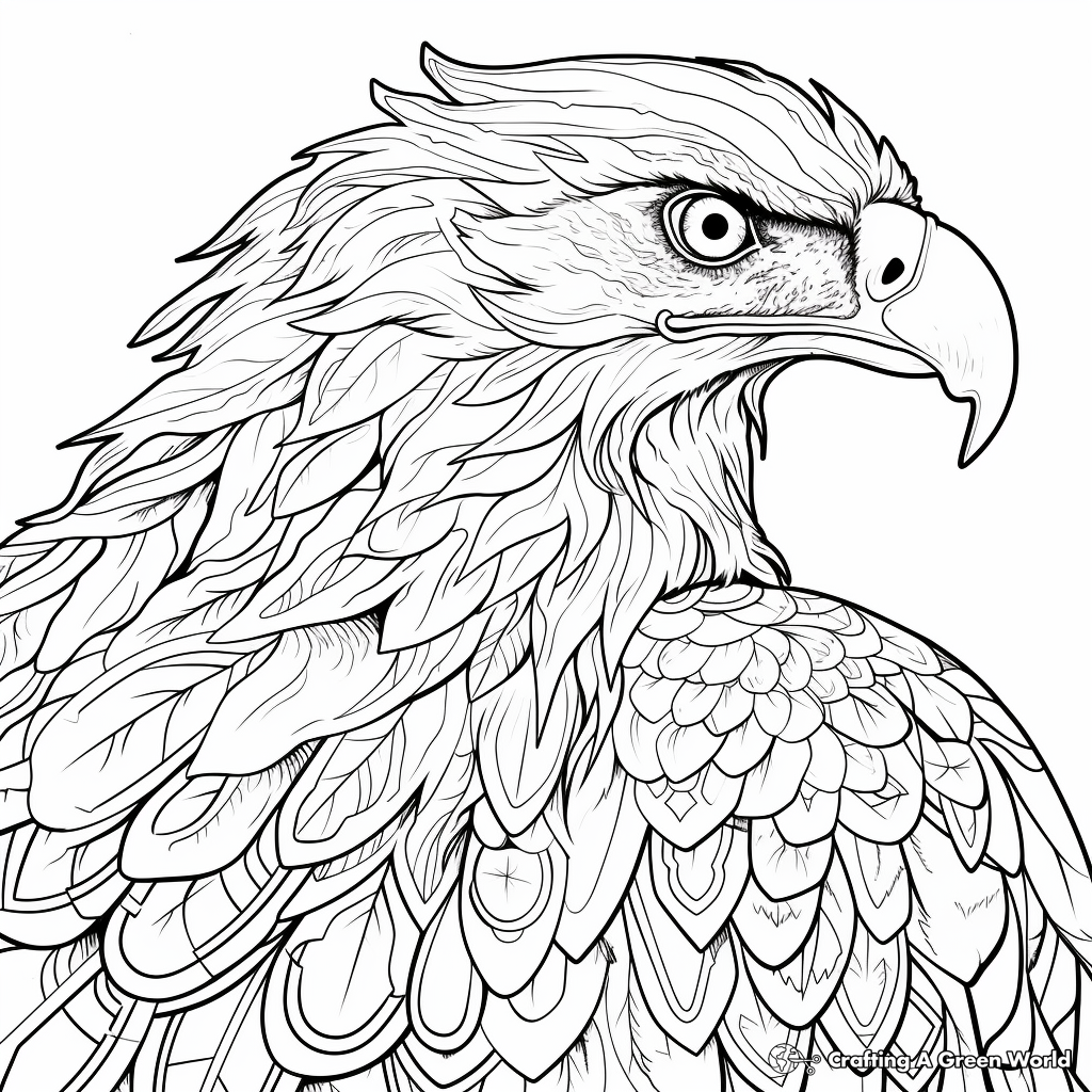 Intricate Golden Eagle Coloring Pages 3