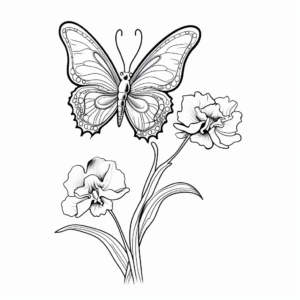 Intricate Half Butterfly, Half Orchid Coloring Pages 3