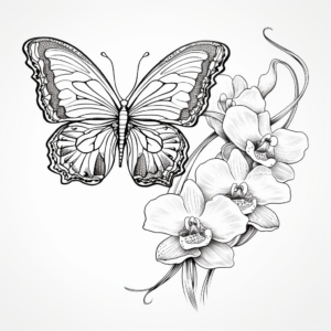 Intricate Half Butterfly, Half Orchid Coloring Pages 4