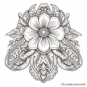 Intricate Henna Foot Design Coloring Pages 2