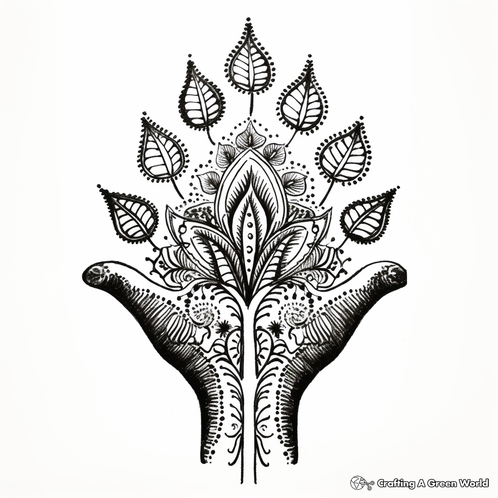Intricate Henna Hand Design Coloring Pages 3