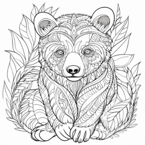 Intricate Hibernating Brown Bear Coloring Pages for Adults 4