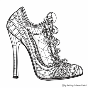 Intricate High-Heel Coloring Pages for Adults 2