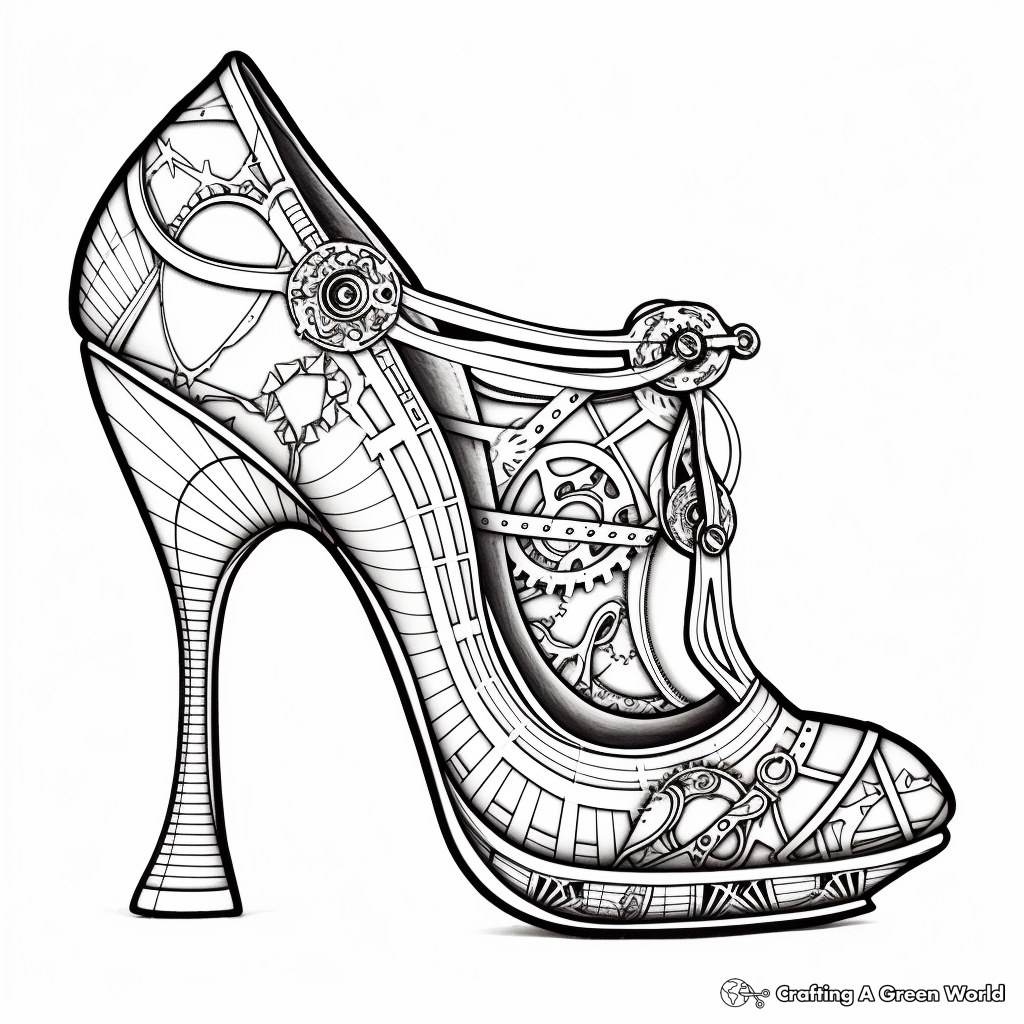 Intricate High-Heel Coloring Pages for Adults 3