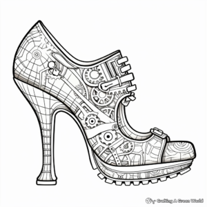 Intricate High-Heel Coloring Pages for Adults 4