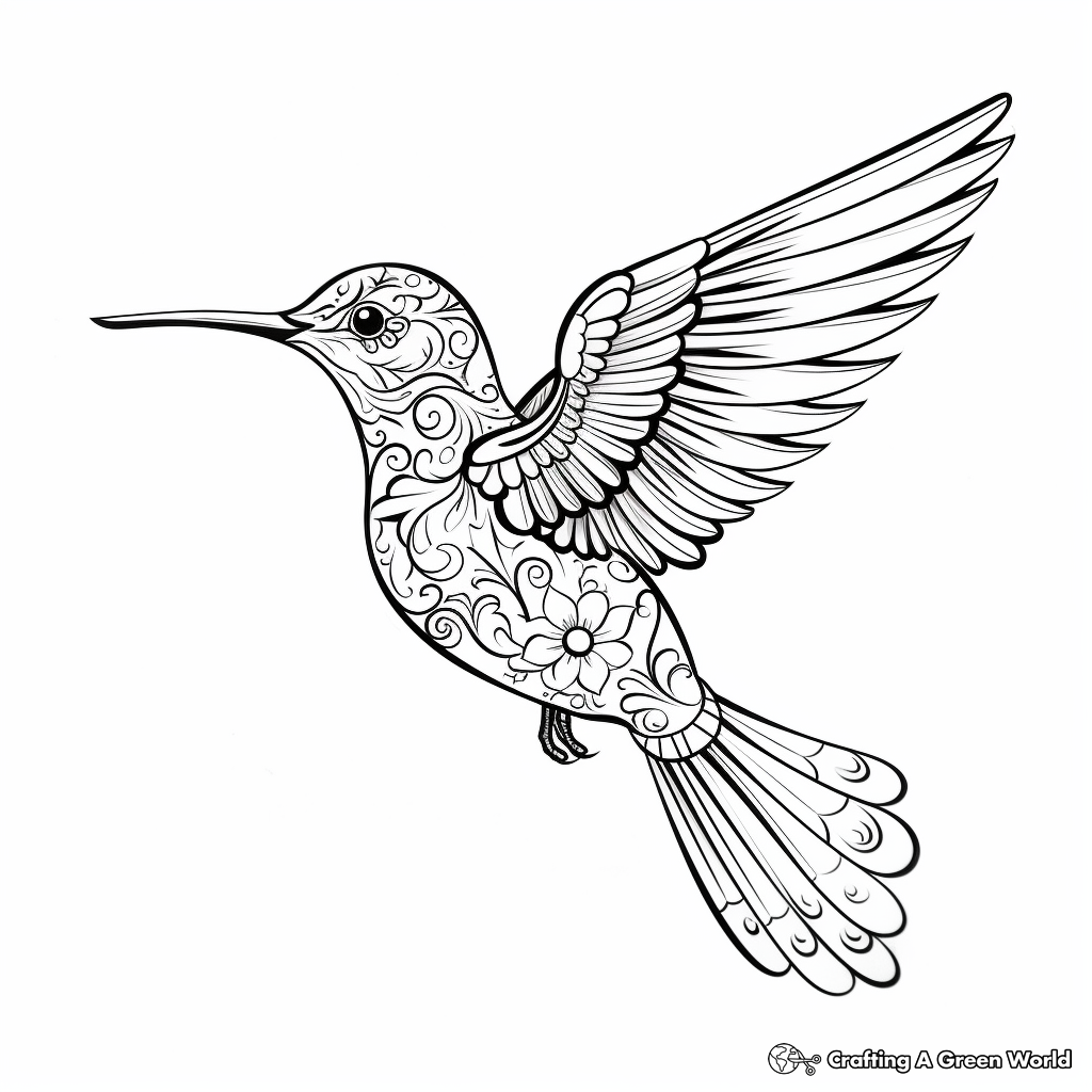 Intricate Hummingbird Coloring Pages 1