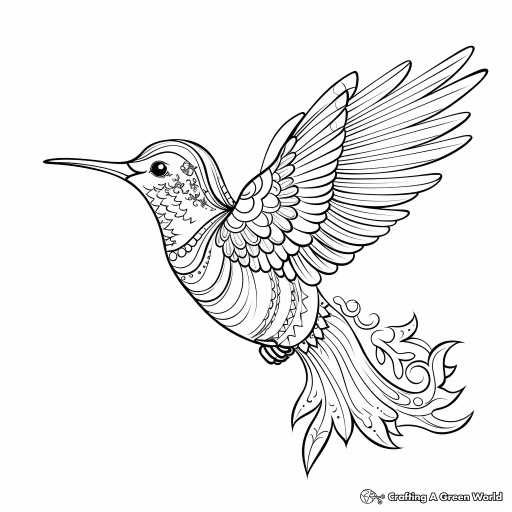 Intricate Hummingbird Coloring Pages 3