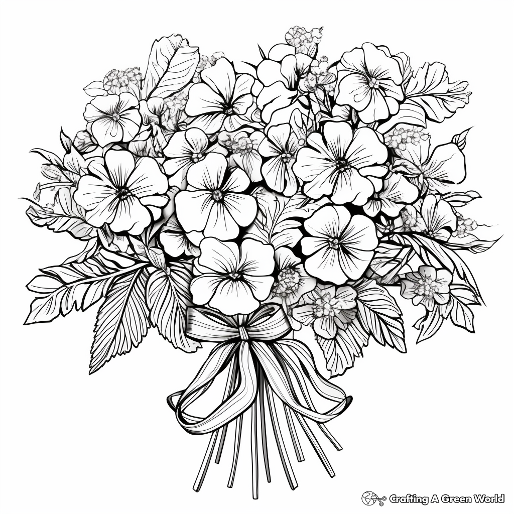 Intricate Hydrangea Bouquet Coloring Pages 1