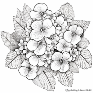 Intricate Hydrangea Bouquet Coloring Pages 3