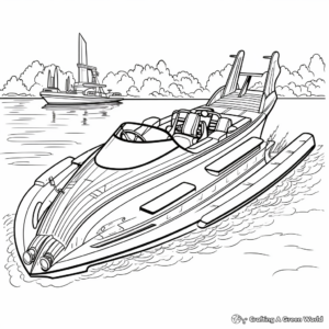 Intricate Hydroplane Boat Coloring Pages 4