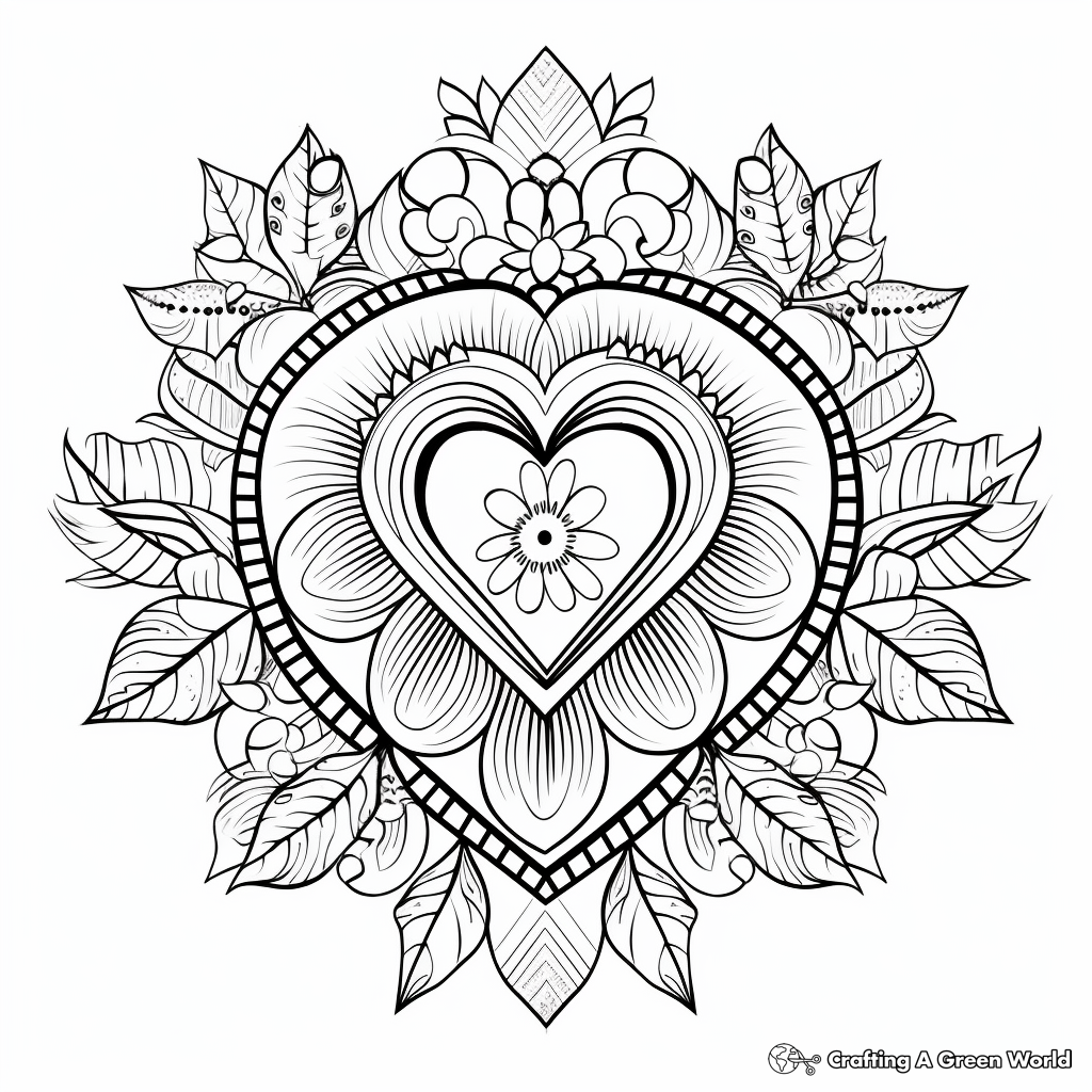 Intricate 'I Love You' Mandala Coloring Pages for Adults 3