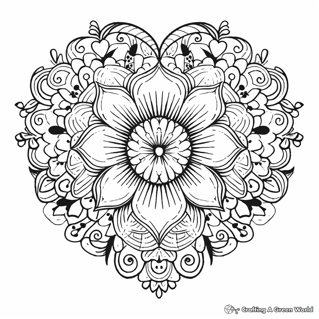 Intricate 'I Love You' Mandala Coloring Pages for Adults 4
