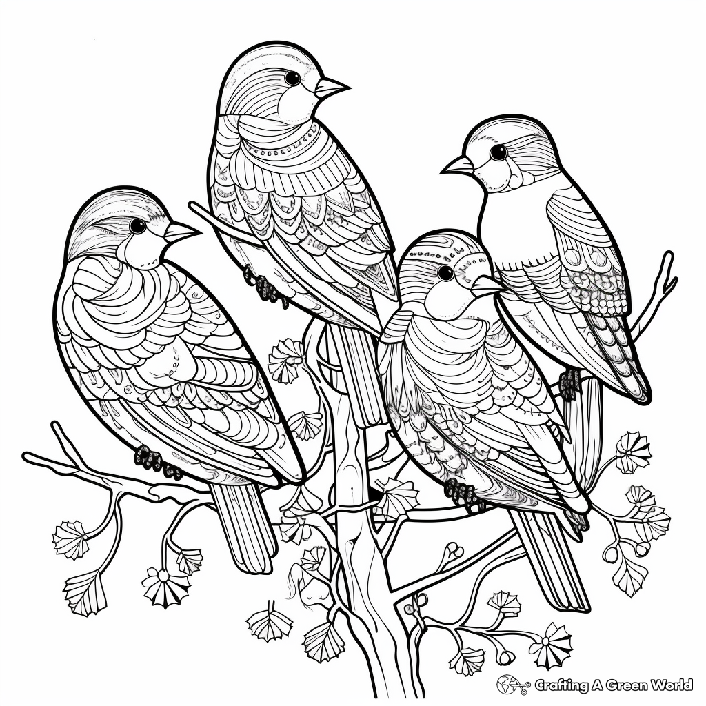 Intricate Ice Birds Coloring Pages 2