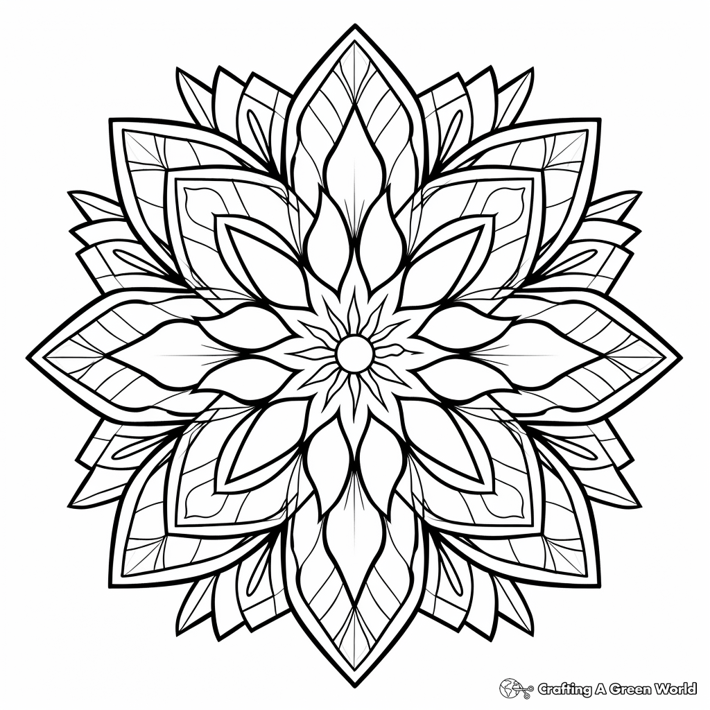 Intricate Ice Crystal Mandala Coloring Pages 2