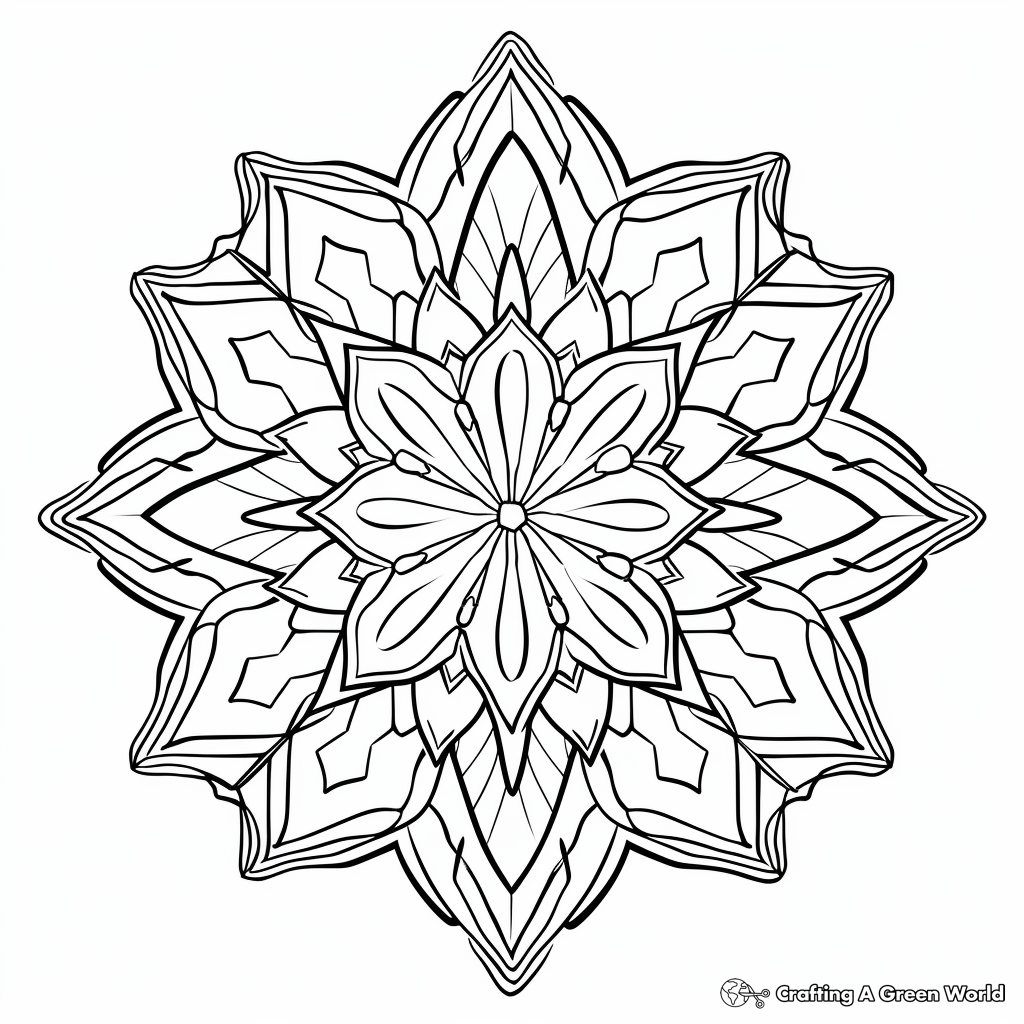 Intricate Ice Crystal Mandala Coloring Pages 3