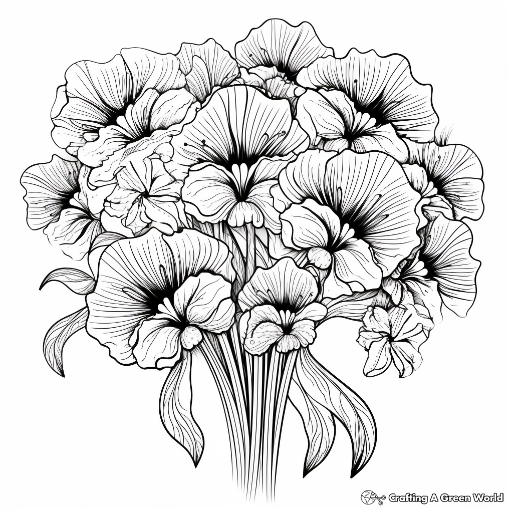 Intricate Iris Flower Coloring Pages for Adults 1