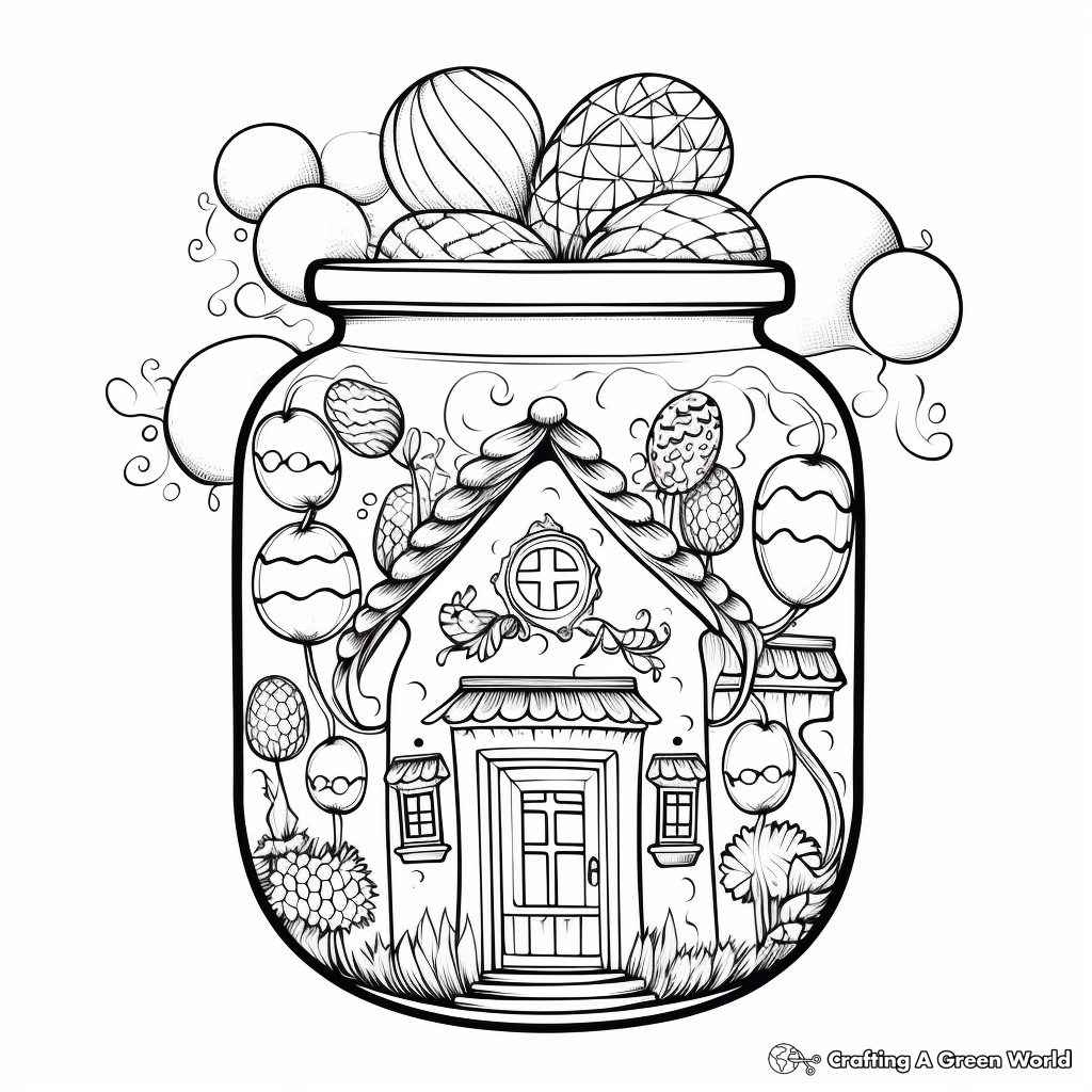 Intricate Jelly Bean Jar Coloring Pages 1