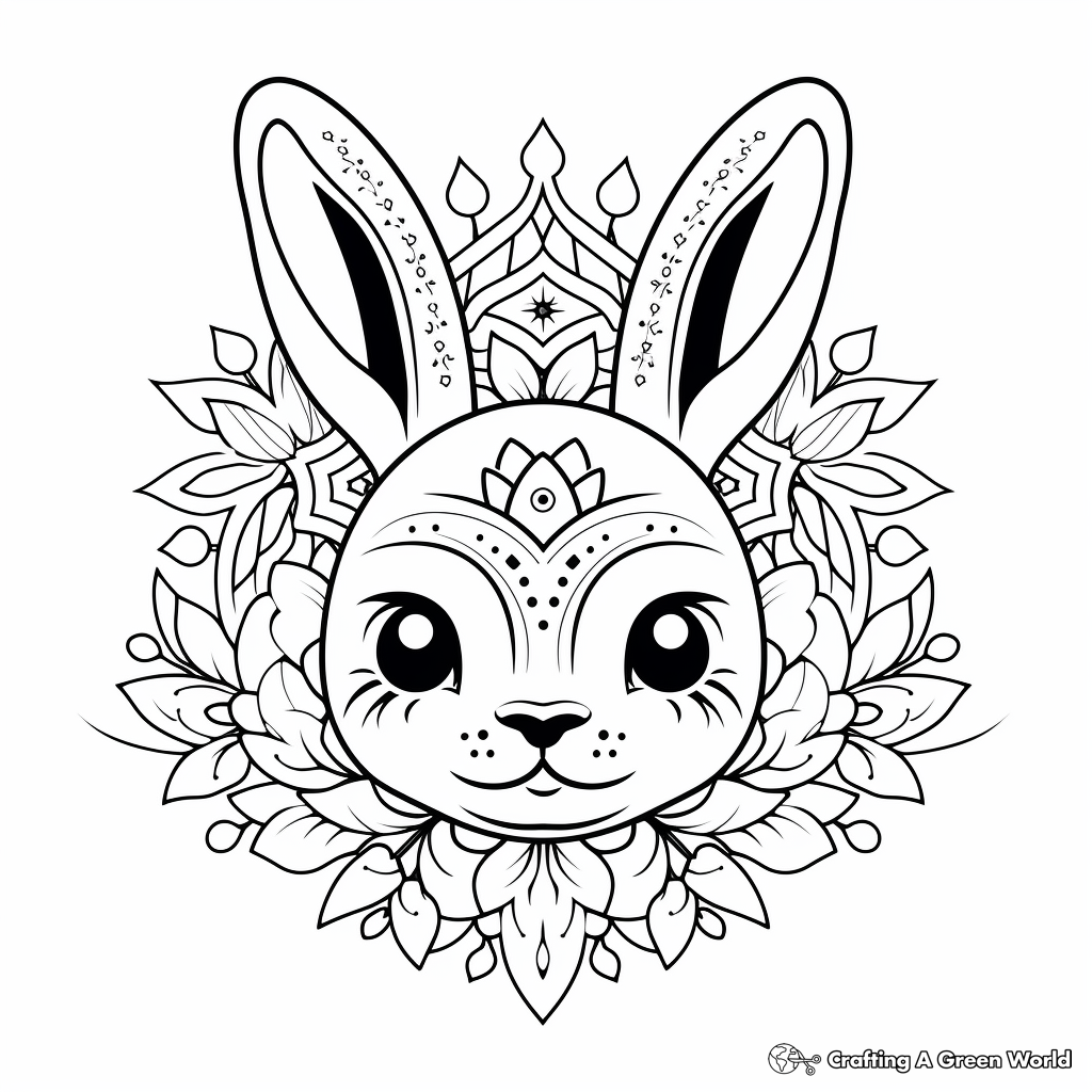 Intricate Kawaii Bunny Mandala Coloring Pages 2