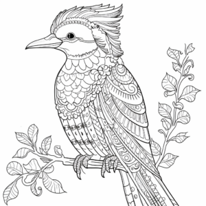 Intricate Kookaburra Art Coloring Pages for Adults 2