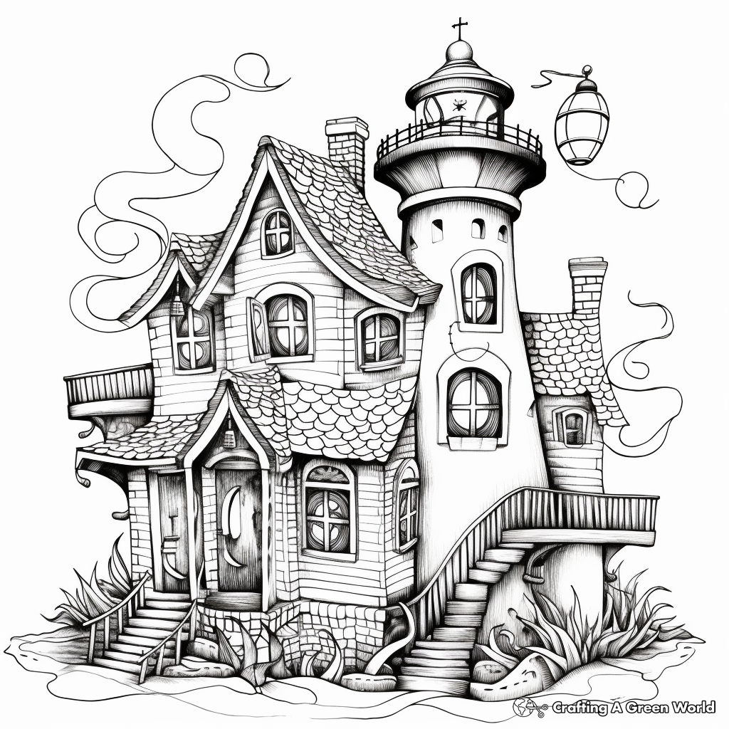 Intricate Lighthouse Coloring Pages for Artists 1