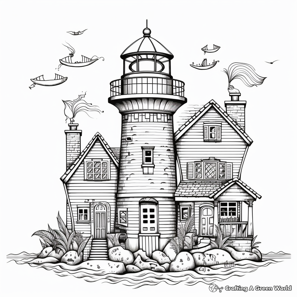 Intricate Lighthouse Coloring Pages for Artists 3