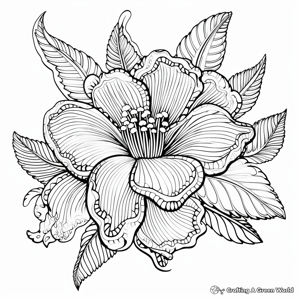 Intricate Lily Flower Coloring Pages 3