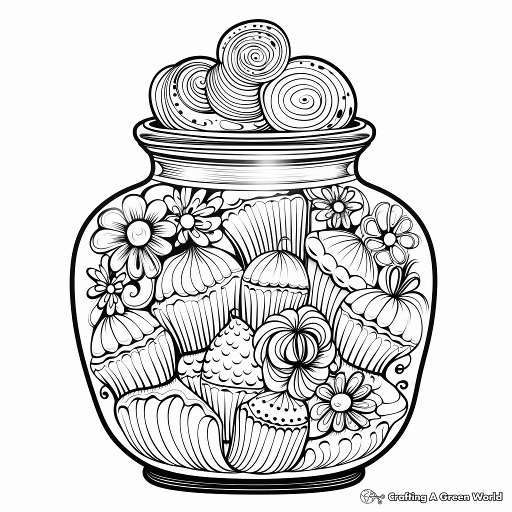 Intricate Lollipop Jar Coloring Pages 1