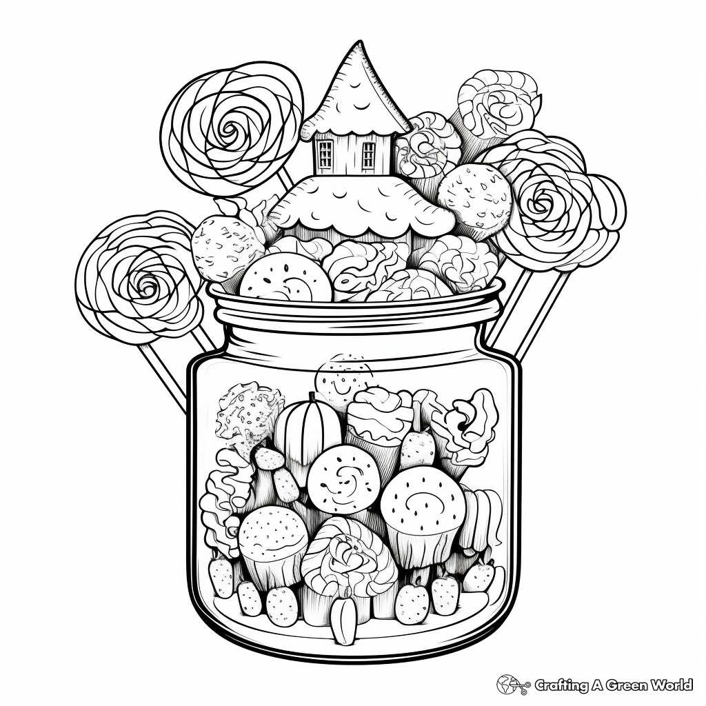 Intricate Lollipop Jar Coloring Pages 2