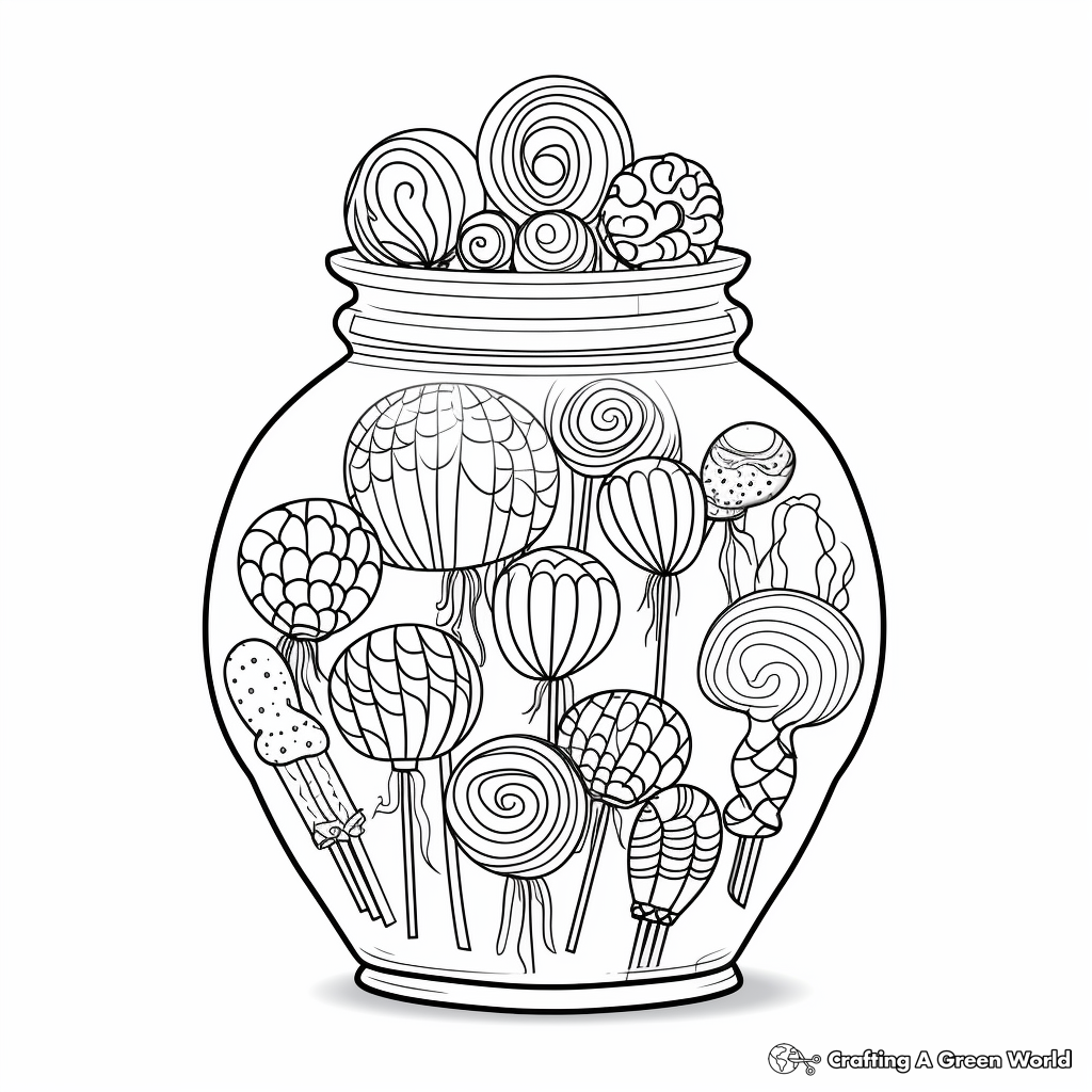Intricate Lollipop Jar Coloring Pages 4