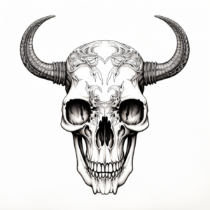 Intricate Longhorn Skull Coloring Pages 2