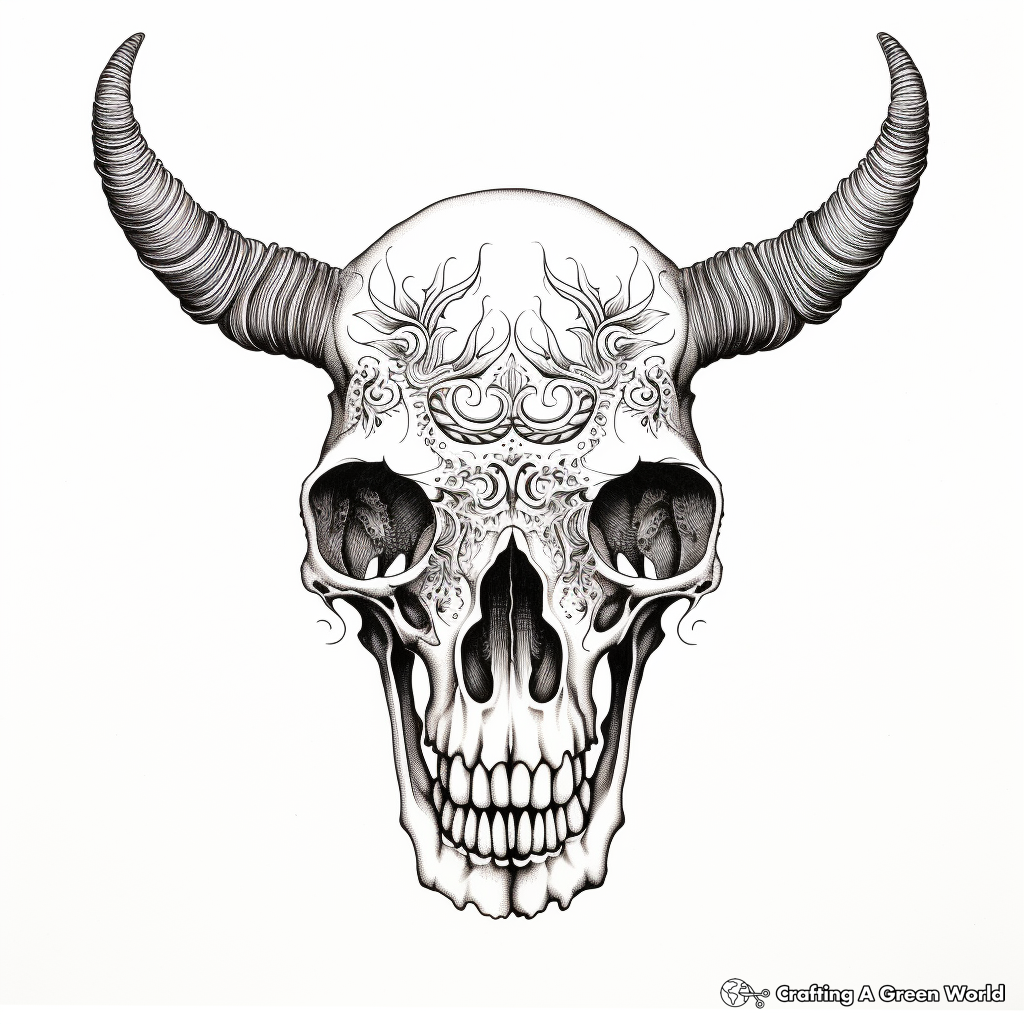 Intricate Longhorn Skull Coloring Pages 3