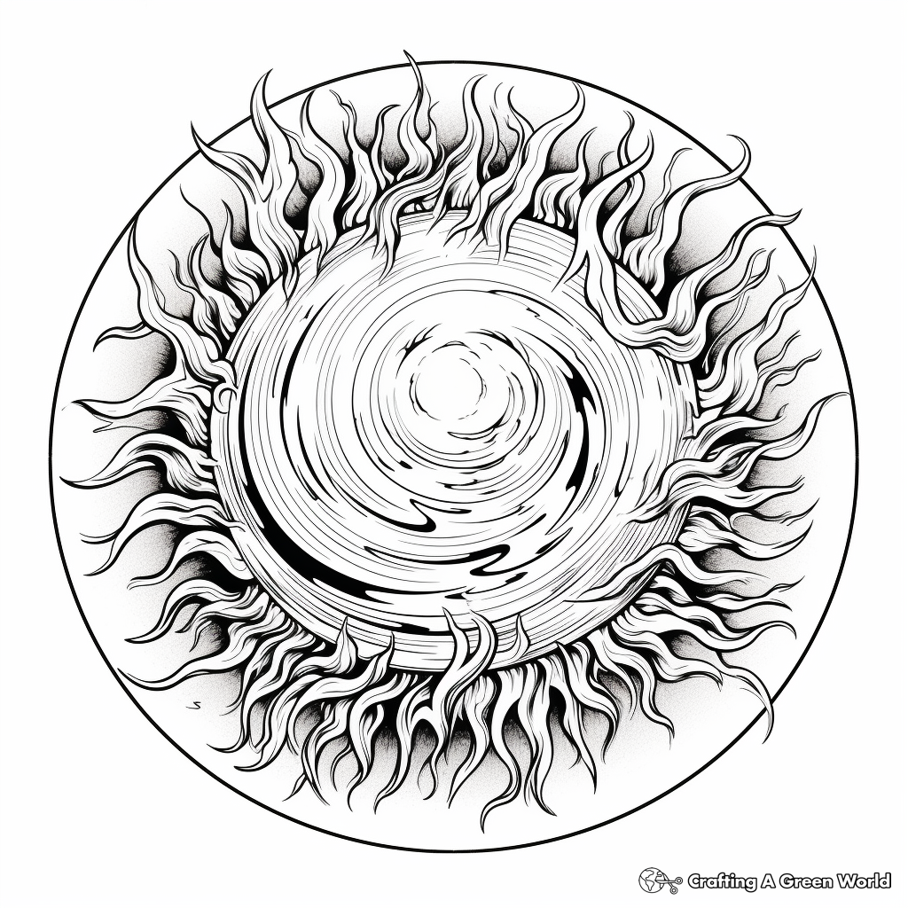 Intricate Magical Fireball Coloring Pages for Adults 1