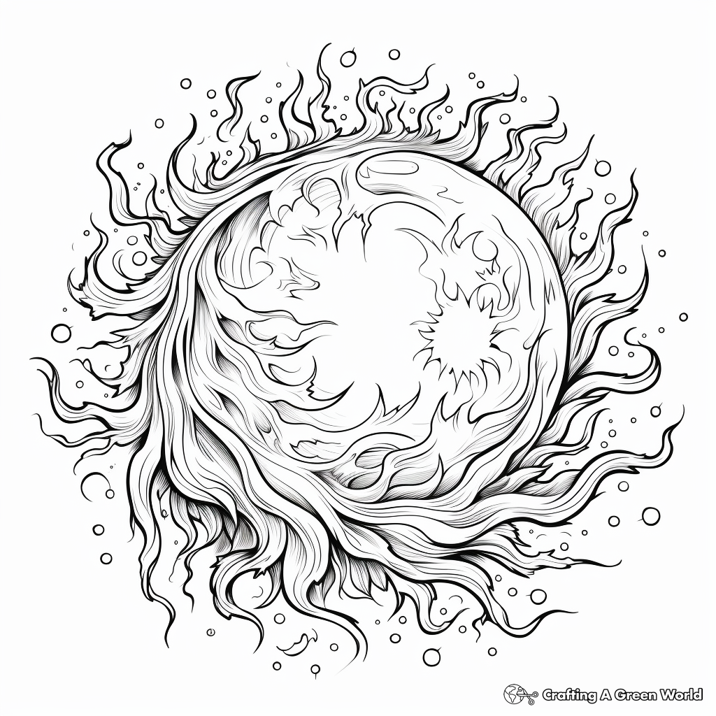 Intricate Magical Fireball Coloring Pages for Adults 4