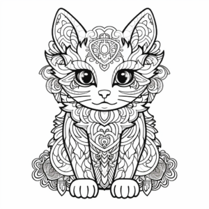 Intricate Mandala Angel Cat Coloring Pages for Adults 1