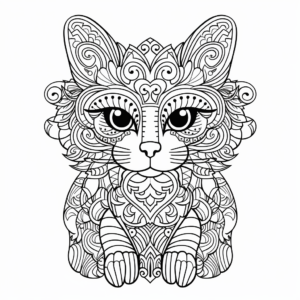 Intricate Mandala Angel Cat Coloring Pages for Adults 2