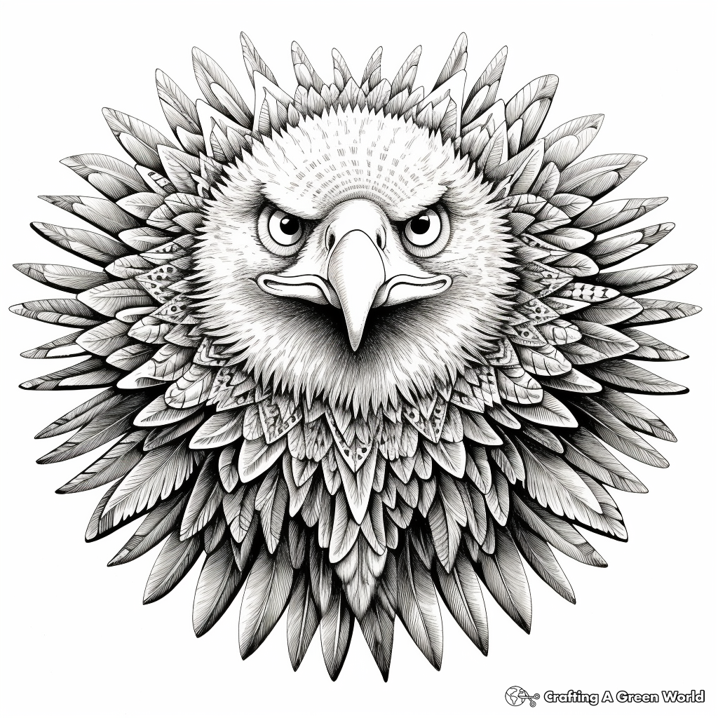 Intricate Mandala Bald Eagle Coloring Pages 1