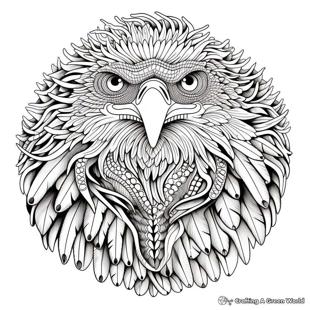 Intricate Mandala Bald Eagle Coloring Pages 3