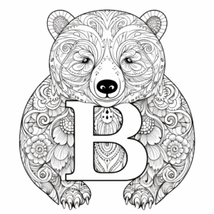 Intricate Mandala Bear Coloring Pages for Adults 2
