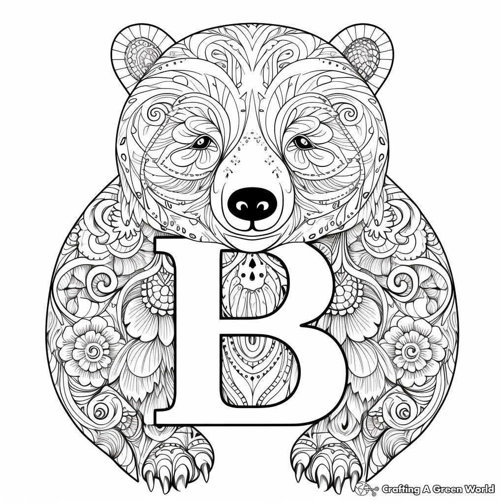 Intricate Mandala Bear Coloring Pages for Adults 2
