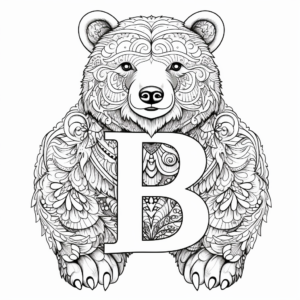Intricate Mandala Bear Coloring Pages for Adults 3