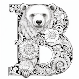 Intricate Mandala Bear Coloring Pages for Adults 4