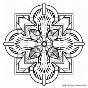 Intricate Mandala Cross Coloring Pages 4