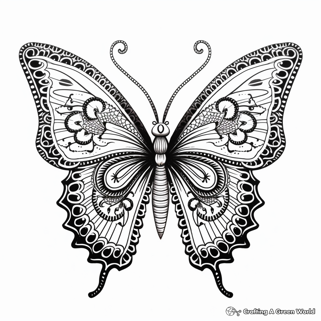 Intricate Monarch Butterfly Mandala Coloring Pages 1