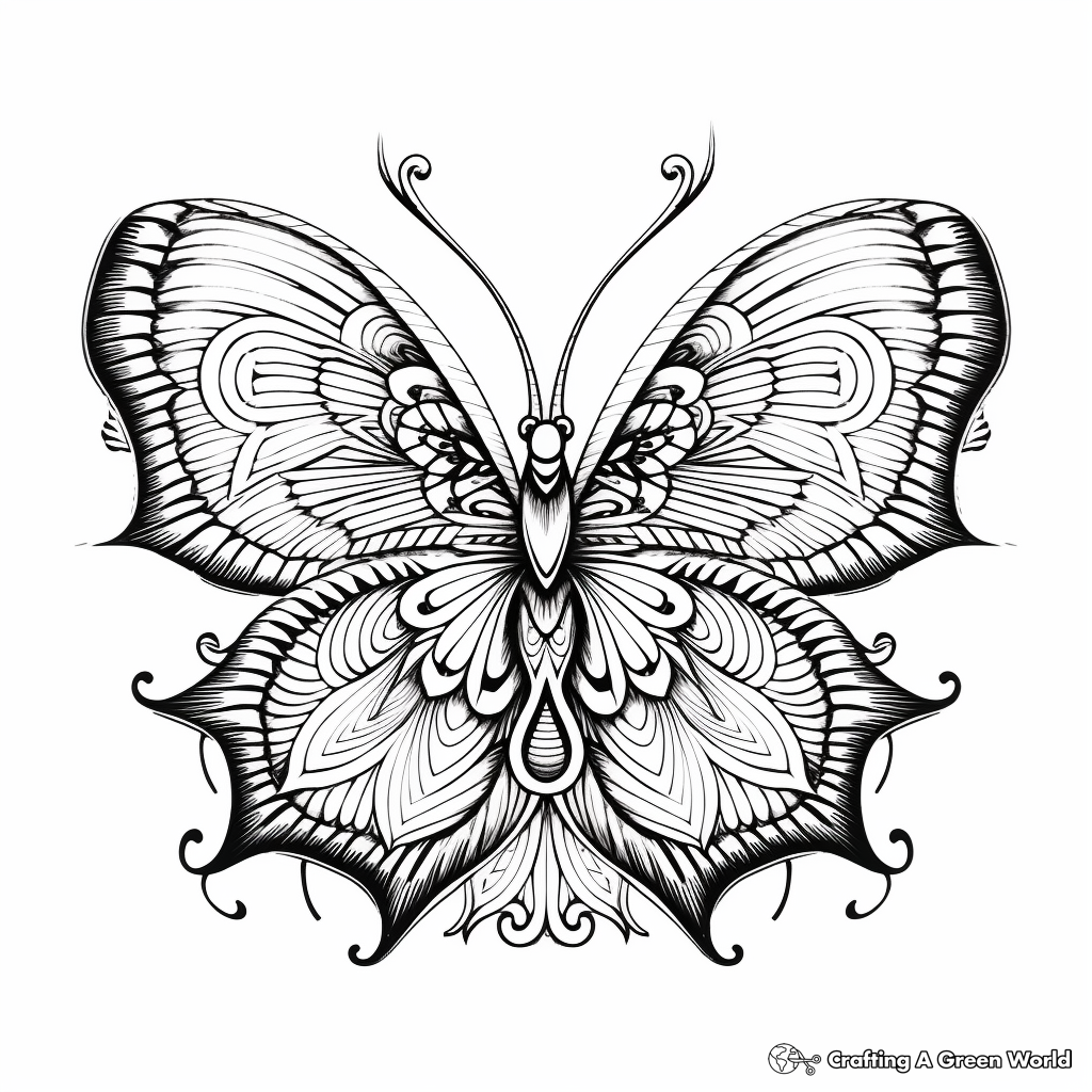 Intricate Monarch Butterfly Mandala Coloring Pages 3