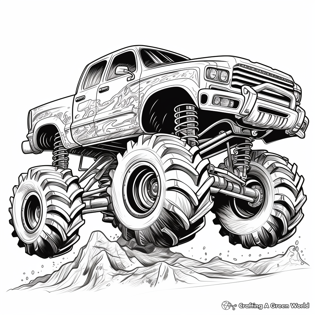 Intricate Monster Truck Show Coloring Pages 1
