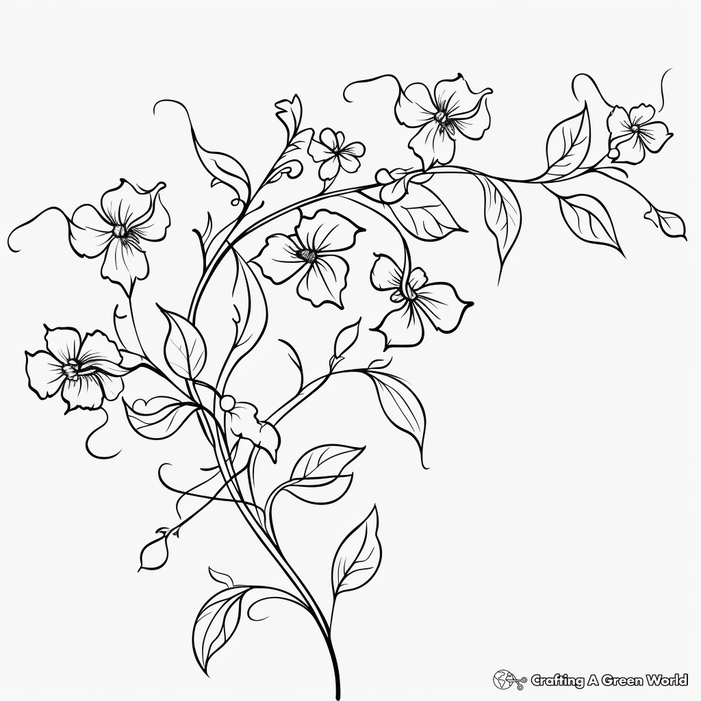 Intricate Morning Glory Vine Coloring Pages 1
