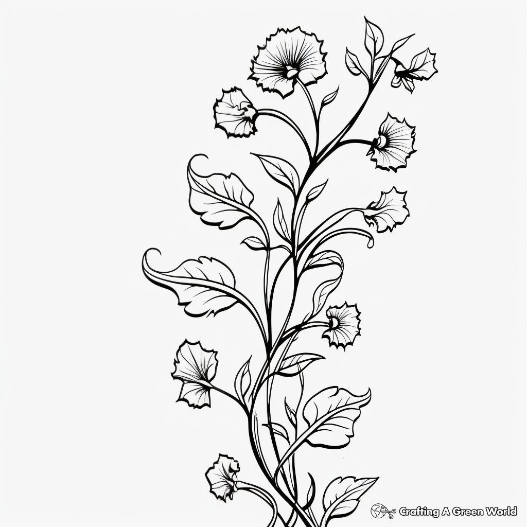 Intricate Morning Glory Vine Coloring Pages 3