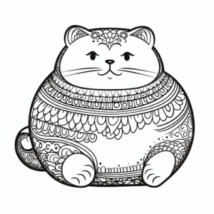 Intricate Moroccan Fat Cat Coloring Pages 2